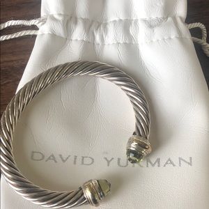 Cable classic bracelet with gemstone - prasiolite